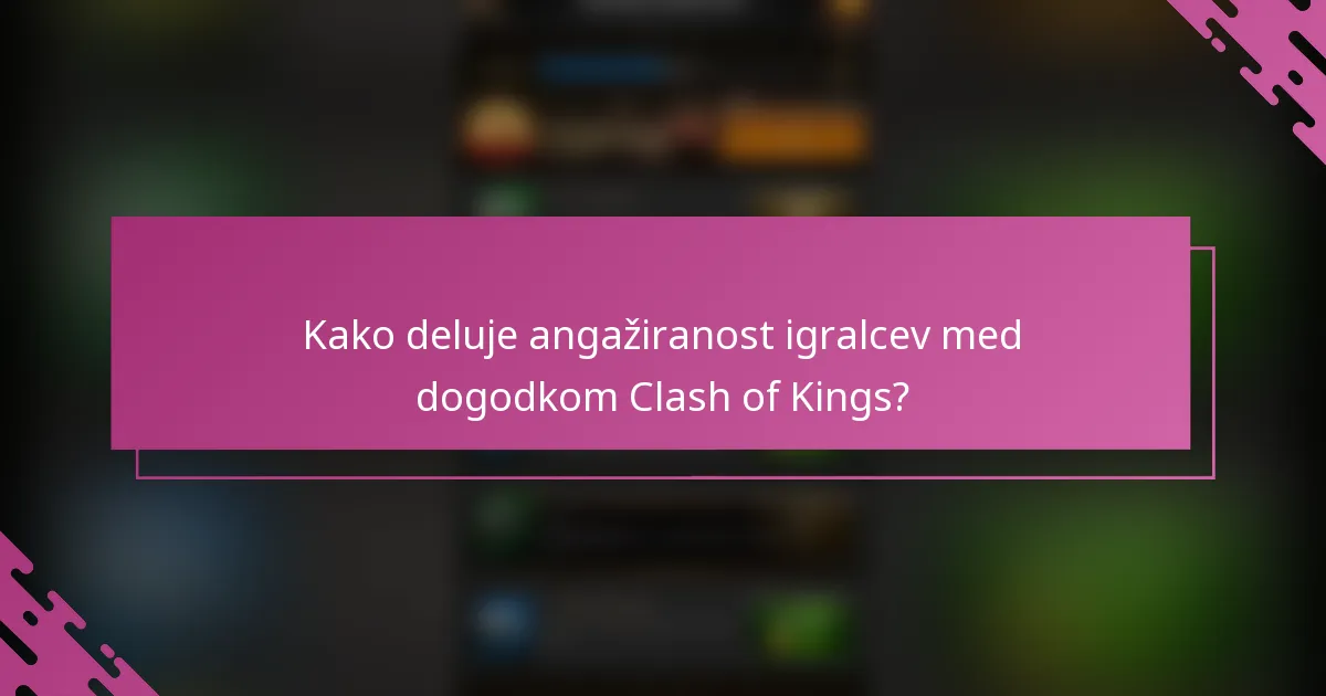 Kako deluje angažiranost igralcev med dogodkom Clash of Kings?