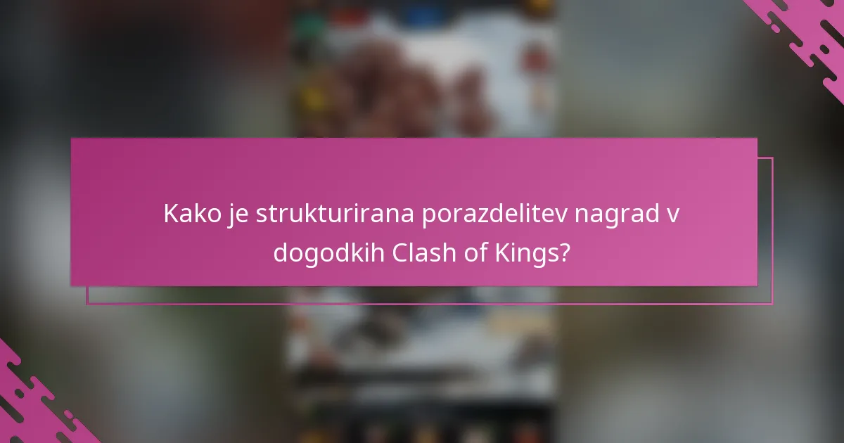 Kako je strukturirana porazdelitev nagrad v dogodkih Clash of Kings?