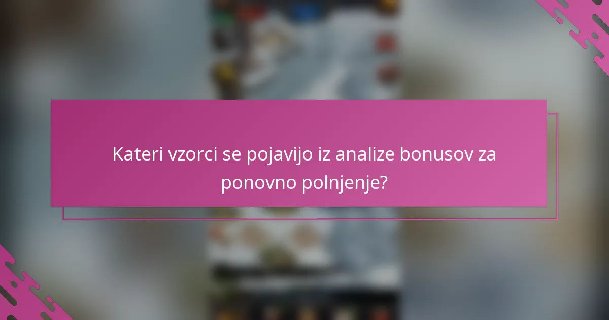 Kateri vzorci se pojavijo iz analize bonusov za ponovno polnjenje?